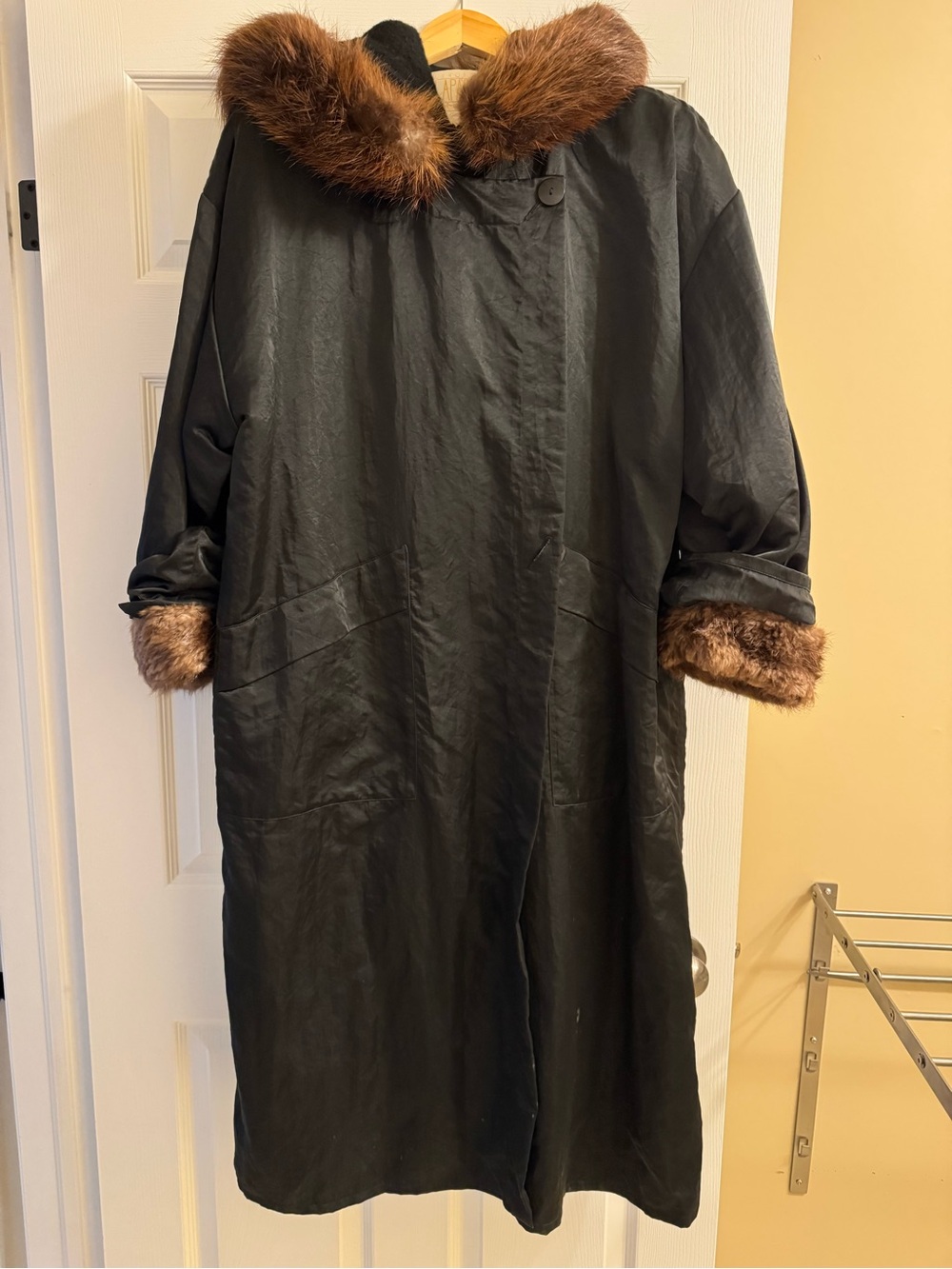 Linda Lundström Pure Virgin Wool 2-in-1 Coat with Rain Shell & Fur Trim